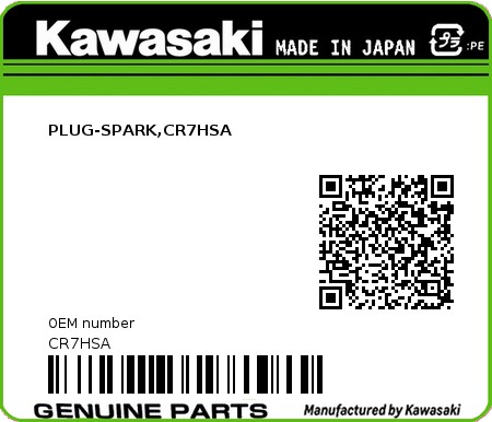 Product image: Kawasaki - CR7HSA - PLUG-SPARK,CR7HSA  0