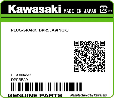 Product image: Kawasaki - DPR5EA9 - PLUG-SPARK, DPR5EA9(NGK)  0