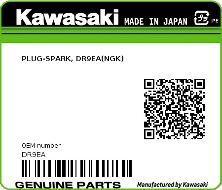 Product image: Kawasaki - DR9EA - PLUG-SPARK, DR9EA(NGK)  0