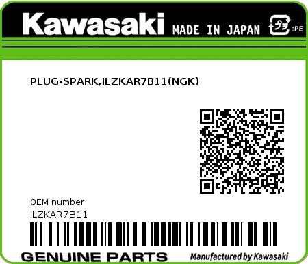 Product image: Kawasaki - ILZKAR7B11 - PLUG-SPARK,ILZKAR7B11(NGK)  0
