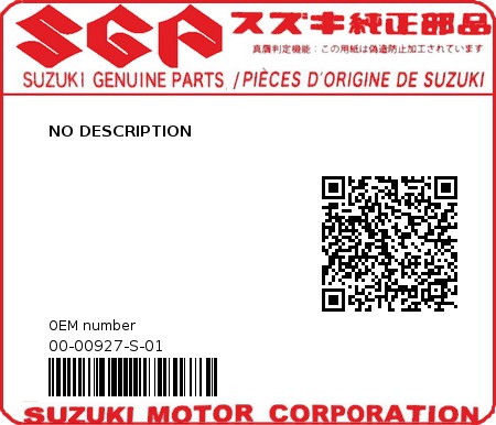 Product image: Suzuki - 00-00927-S-01 - NO DESCRIPTION  0