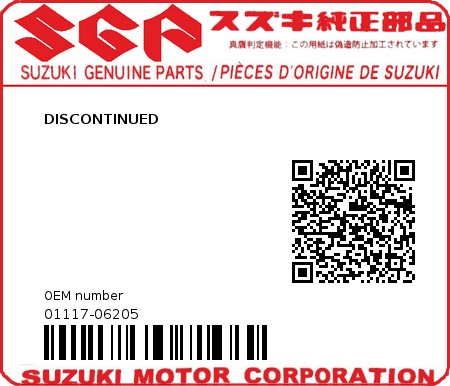 Product image: Suzuki - 01117-06205 - DISCONTINUED  0