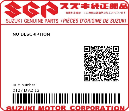 Product image: Suzuki - 0127 B A2 12 - NO DESCRIPTION  0