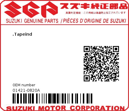 Product image: Suzuki - 01421-0820A - BOLT,STUD  0