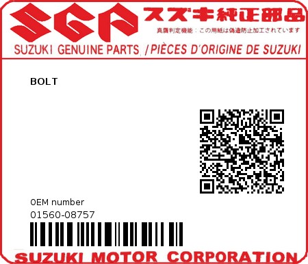 Product image: Suzuki - 01560-08757 - BOLT  0