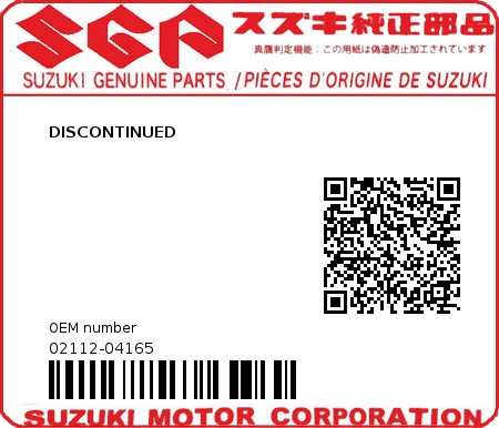 Product image: Suzuki - 02112-04165 - DISCONTINUED          0