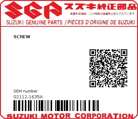 Product image: Suzuki - 02112-1635A - SCREW  0