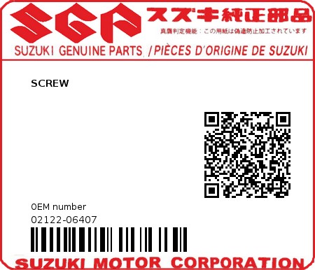 Product image: Suzuki - 02122-06407 - SCREW  0