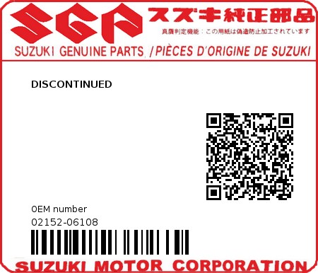 Product image: Suzuki - 02152-06108 - DISCONTINUED          0