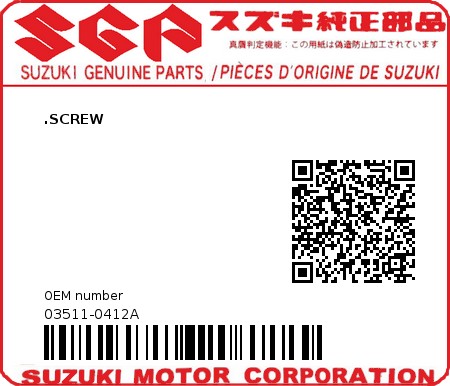 Product image: Suzuki - 03511-0412A -  SCREW  0