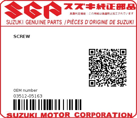 Product image: Suzuki - 03512-05163 - SCREW  0