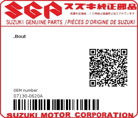 Product image: Suzuki - 07130-0620A - .Bout  0