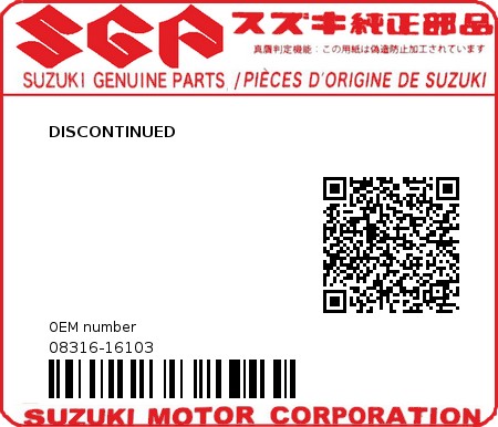 Product image: Suzuki - 08316-16103 - DISCONTINUED  0