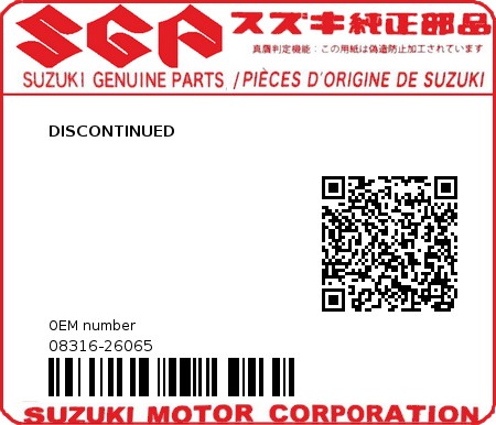Product image: Suzuki - 08316-26065 - DISCONTINUED  0