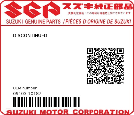 Product image: Suzuki - 09103-10187 - DISCONTINUED  0