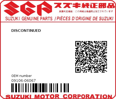 Product image: Suzuki - 09106-06067 - DISCONTINUED          0