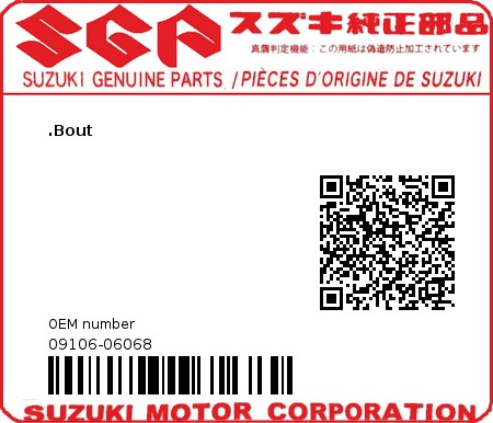 Product image: Suzuki - 09106-06068 - BOLT,6X10  0