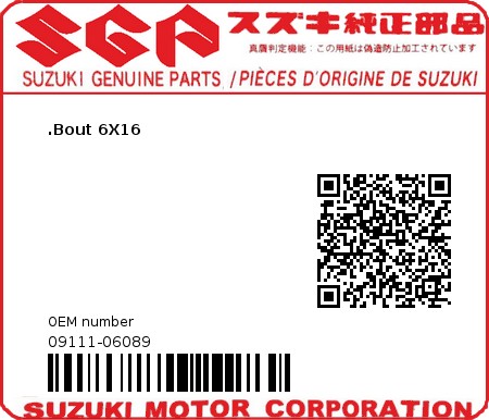 Product image: Suzuki - 09111-06089 - BOLT  0