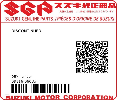 Product image: Suzuki - 09116-06085 - DISCONTINUED  0
