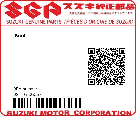 Product image: Suzuki - 09116-06087 - BOLT  0