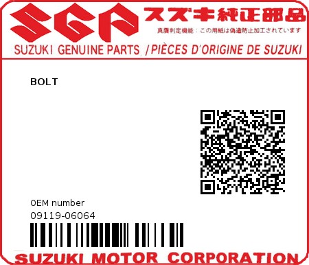Product image: Suzuki - 09119-06064 - BOLT          0