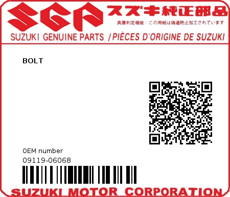 Product image: Suzuki - 09119-06068 - BOLT  0