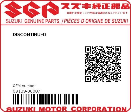 Product image: Suzuki - 09139-06007 - DISCONTINUED          0