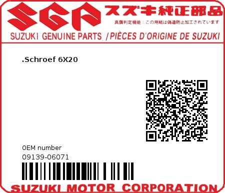 Product image: Suzuki - 09139-06071 - SCREW 6X20  0