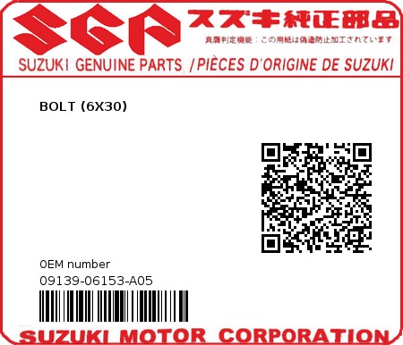 Product image: Suzuki - 09139-06153-A05 - BOLT (6X30)  0