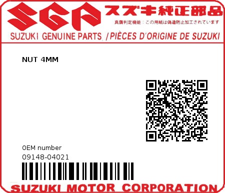 Product image: Suzuki - 09148-04021 - NUT 4MM  0