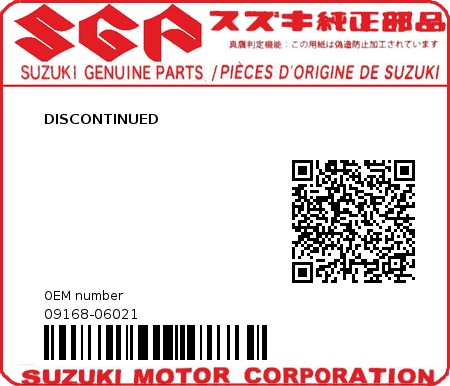 Product image: Suzuki - 09168-06021 - DISCONTINUED          0