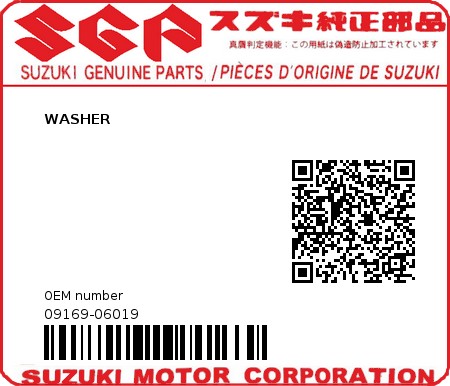 Product image: Suzuki - 09169-06019 - WASHER          0