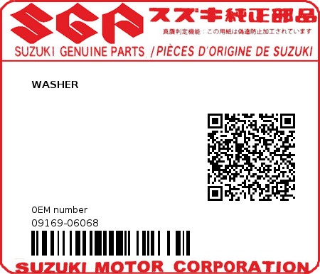 Product image: Suzuki - 09169-06068 - WASHER  0