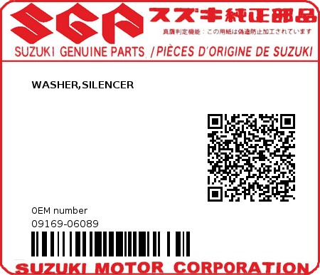 Product image: Suzuki - 09169-06089 - WASHER,SILENCER  0