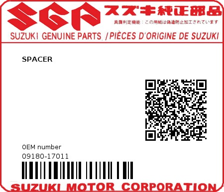 Product image: Suzuki - 09180-17011 - SPACER  0