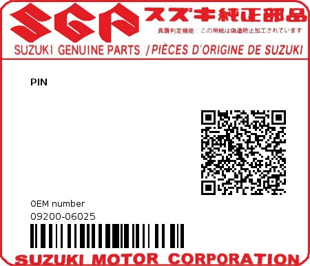 Product image: Suzuki - 09200-06025 - PIN          0