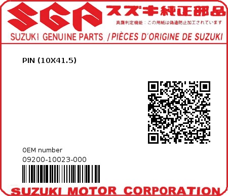 Product image: Suzuki - 09200-10023-000 - PIN (10X41.5)  0