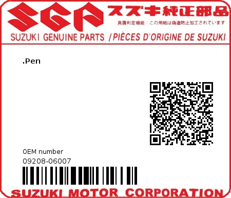 Product image: Suzuki - 09208-06007 - PIN  0