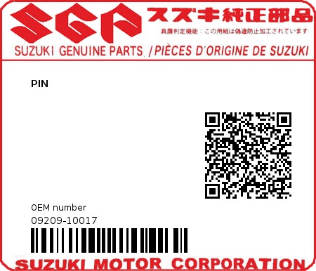 Product image: Suzuki - 09209-10017 - PIN  0
