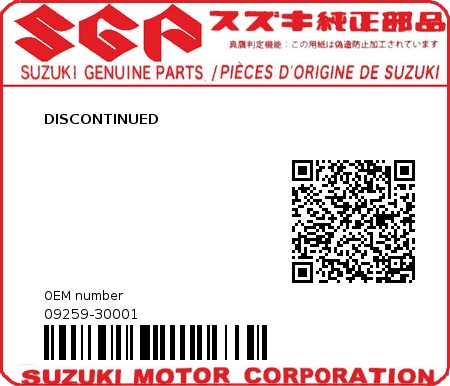 Product image: Suzuki - 09259-30001 - DISCONTINUED          0