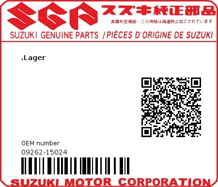 Product image: com.oemmotorparts.site.service.webshopapi.genericmodels.QProductBrand@3f132659 - 09262-15024 - .Lager  0