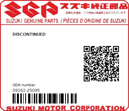 Product image: Suzuki - 09262-25095 - DISCONTINUED          0