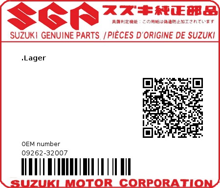 Product image: Suzuki - 09262-32007 - BALL BEARING  0