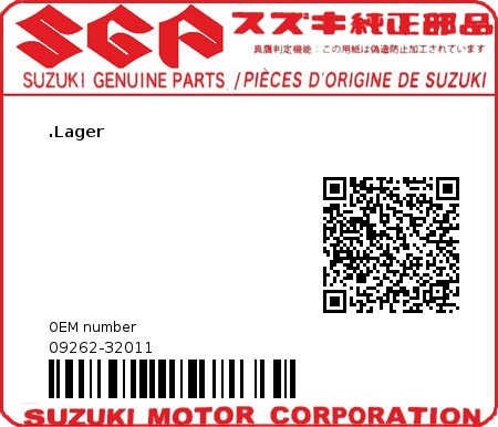Product image: Suzuki - 09262-32011 - BEARING,32X65X1  0