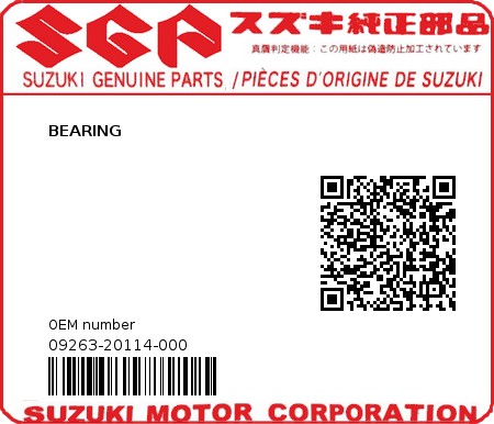 Product image: Suzuki - 09263-20114-000 - BEARING  0
