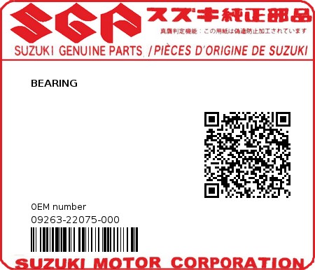 Product image: Suzuki - 09263-22075-000 - BEARING  0