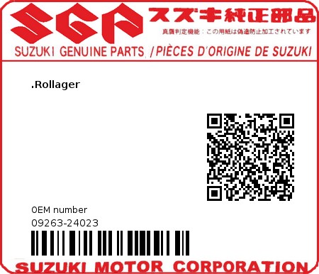 Product image: Suzuki - 09263-24023 - ROLLER BEARING  0