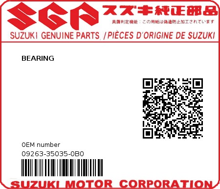 Product image: Suzuki - 09263-35035-0B0 - BEARING  0