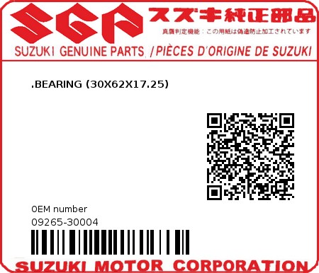 Product image: Suzuki - 09265-30004 - ROLLER BEARING  0
