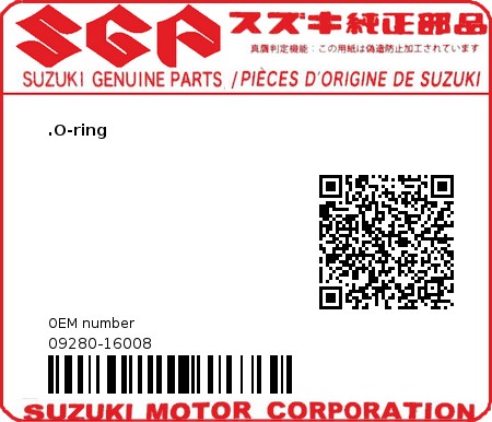 Product image: Suzuki - 09280-16008 - O RING D:3.2 ID  0